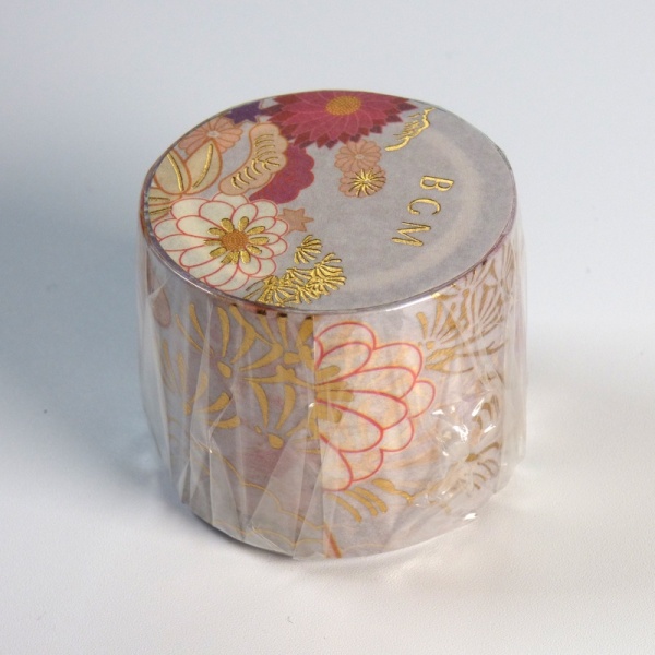 Japanese washi tape in pink and gold floral design
