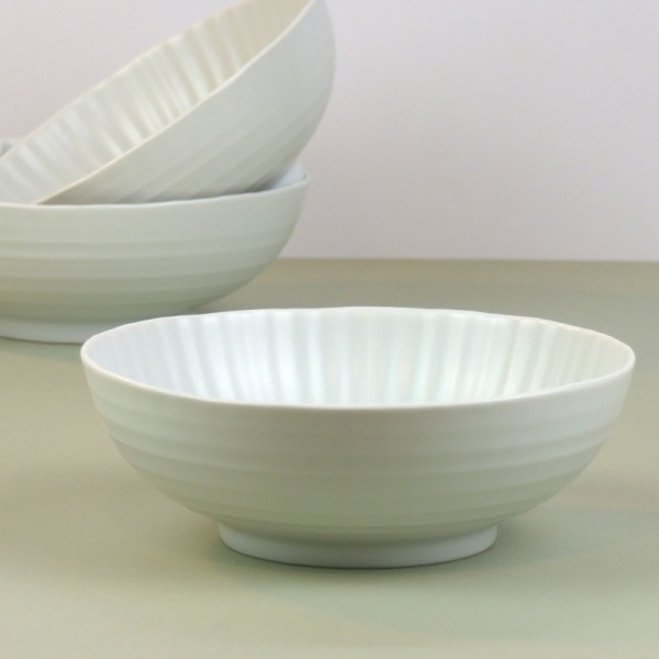 Ceramic Japanese bowl with white matte glaze