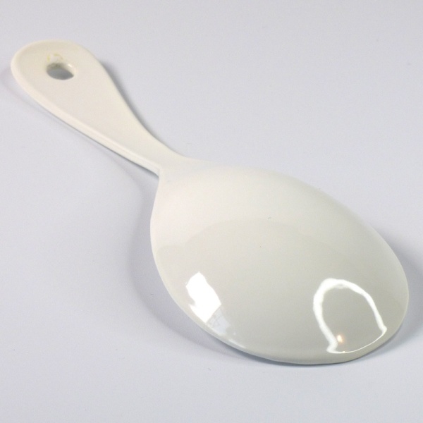 White enamel Japanese serving spoon