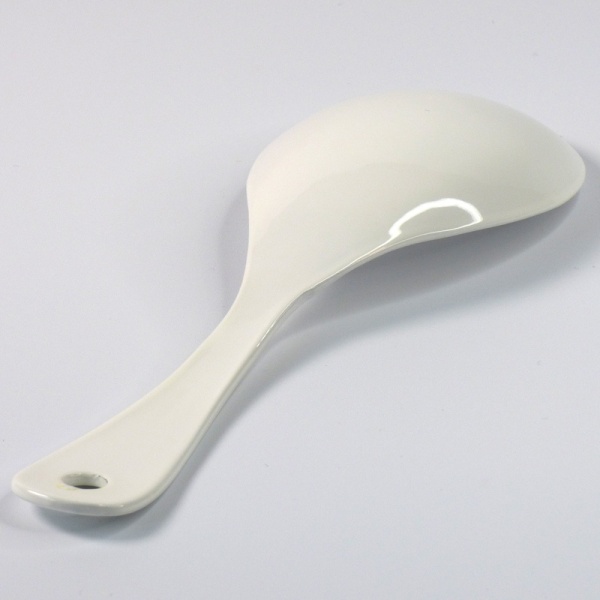 White enamel Japanese serving spoon