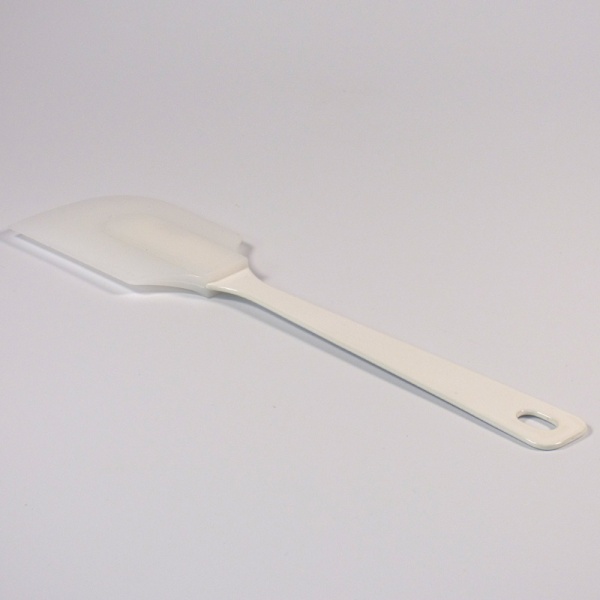 White enamel and silicone spatula