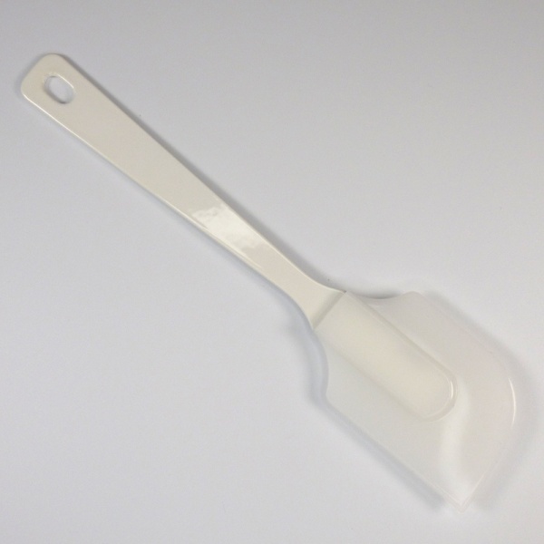 White enamel and silicone spatula