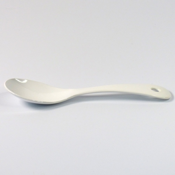 Japanese white enamel soup spoon