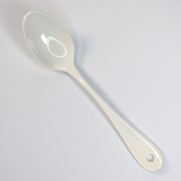 White enamelware teaspoon