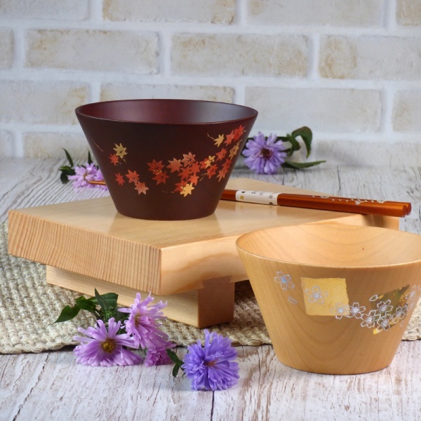 Wooden serving plate and bowls
