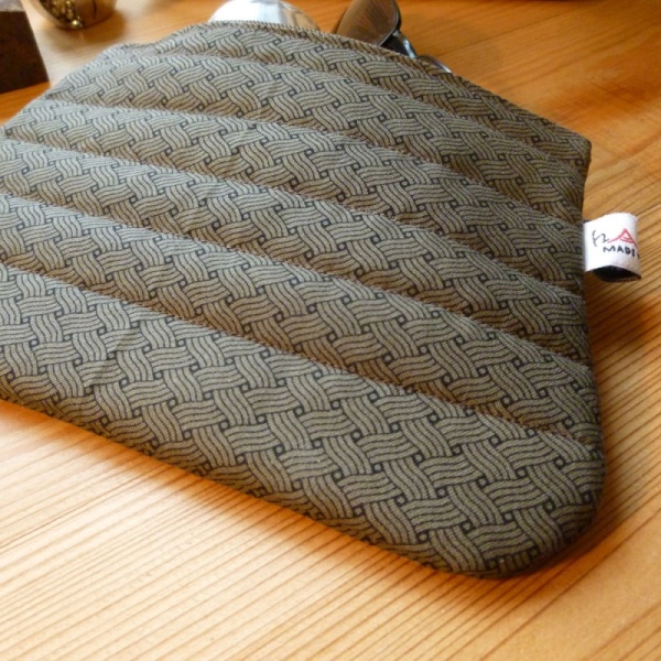 Zip makeup bag or pouch with brown Japanese pattern