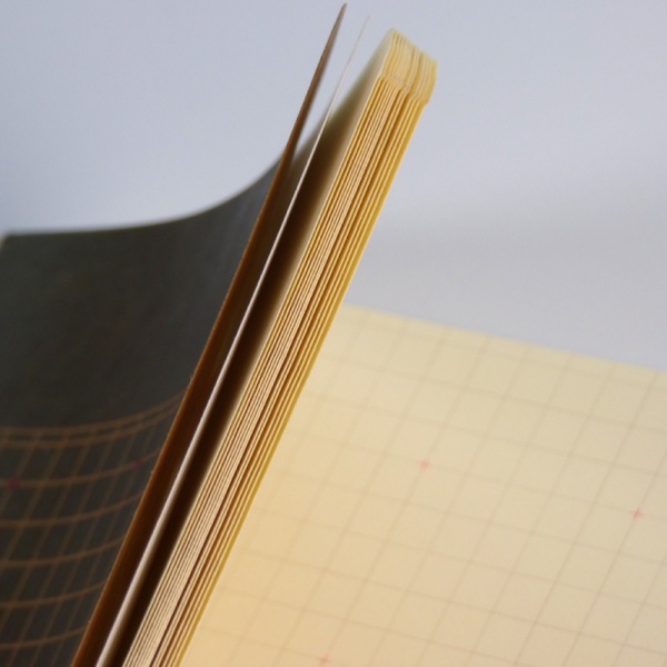 Inside pages of red cross 'reticle' grid notebook
