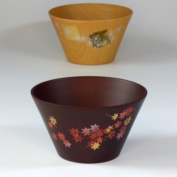 Two wooden Japanese bowls