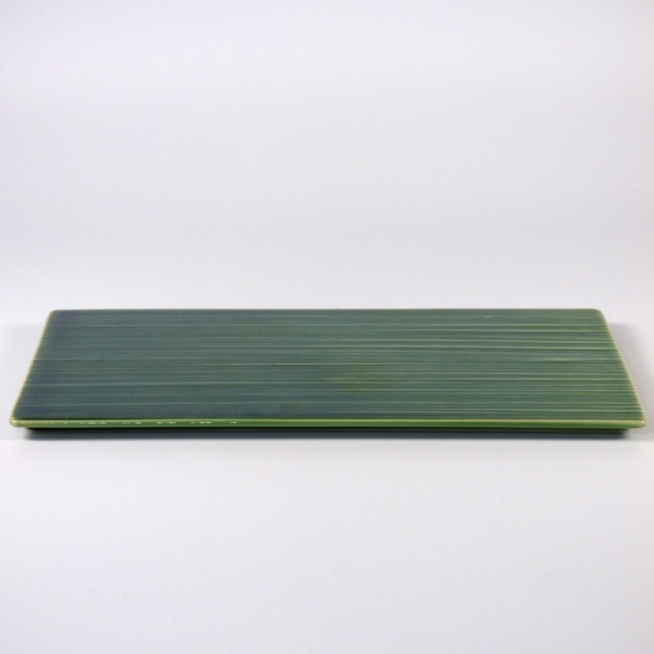 Banana Leaf green ceramic rectangular serving plate