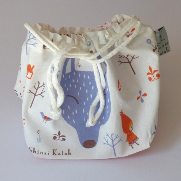 100% cotton lunch bag featuring Red Riding Hood & wolf design