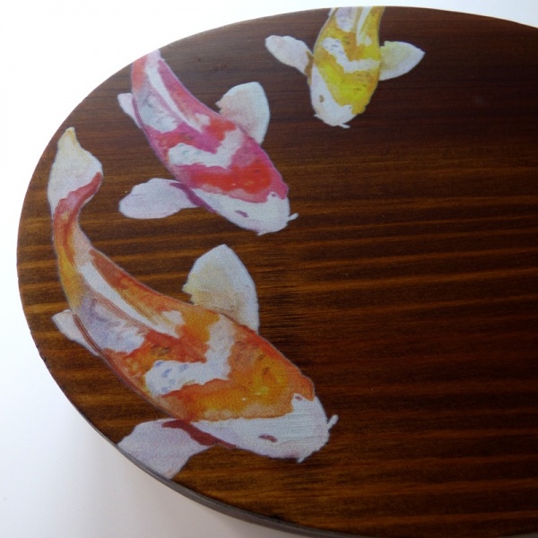 Close up of 'Nishikigoi' goldfish design