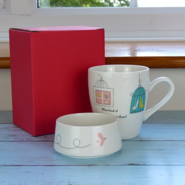 Flying Birds cafe mug with gift box