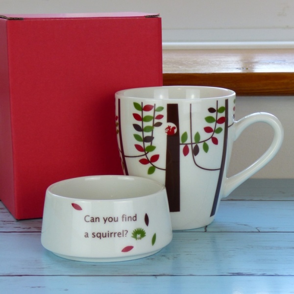 Squirrel cafe mug set by Shinzi Katoh with gift box