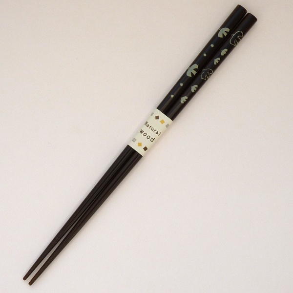 Dark natural wood chopsticks with bird design