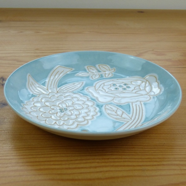 Turquoise flower pattern plate