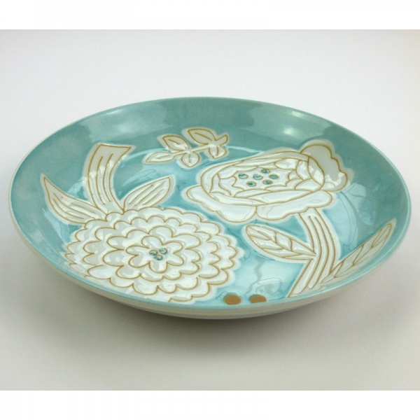 Turquoise flower pattern plate