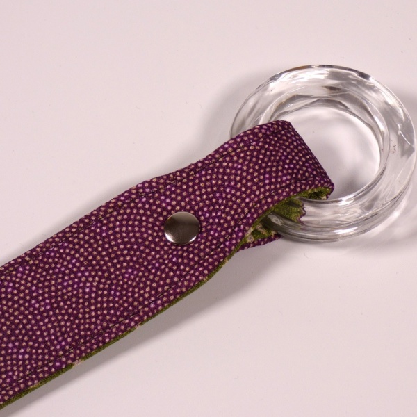 Close up of purple handle for furoshiki cloth