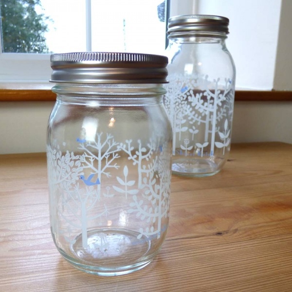 Set of 2 glass storage jars