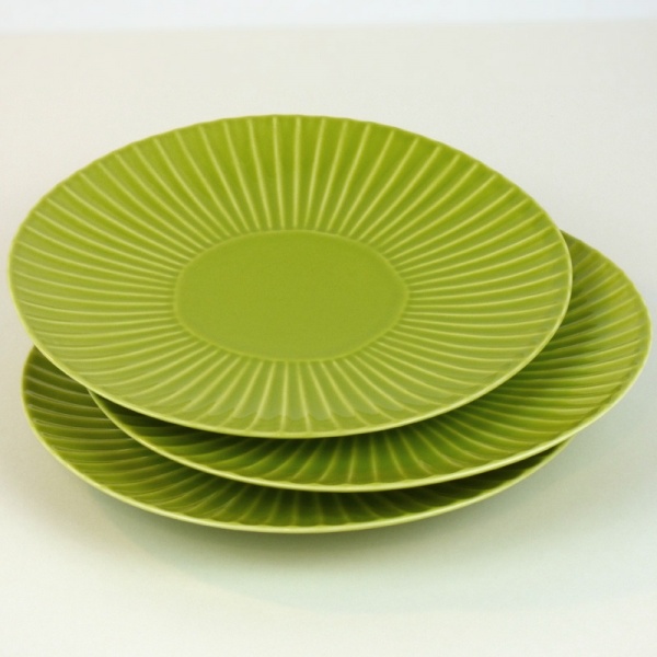 Green Hasami ware Japanese ceramic side plates