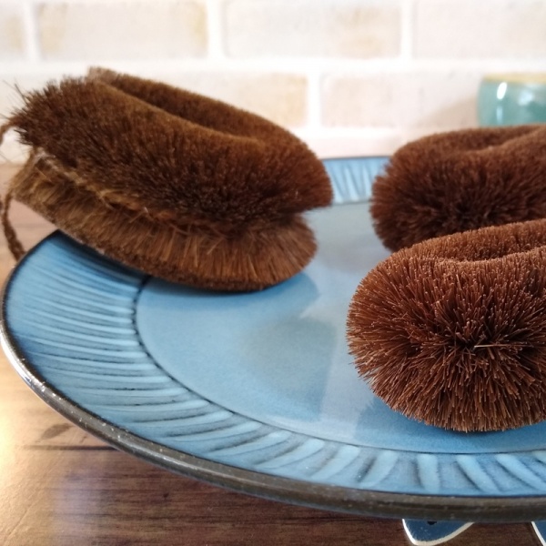 Collection of all natural Tawashi kitchen scrubbing brushes