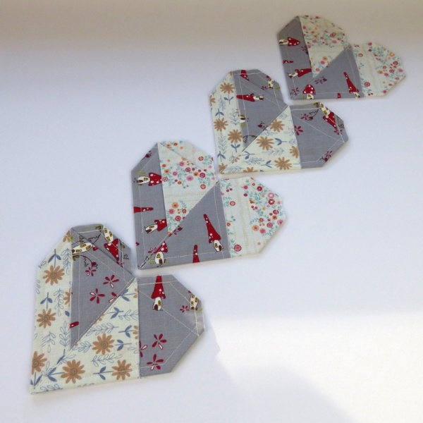 Handmade 'Origami' Heartshaped Coasters in Grey