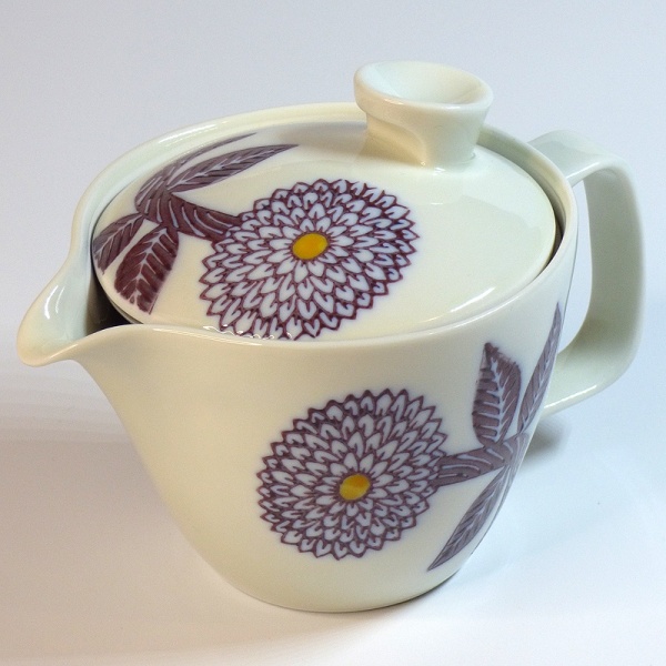 Purple Dahlia Japanese kyusu teapot with infuser