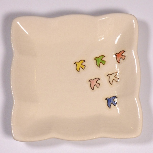Square mini plate with Birds design