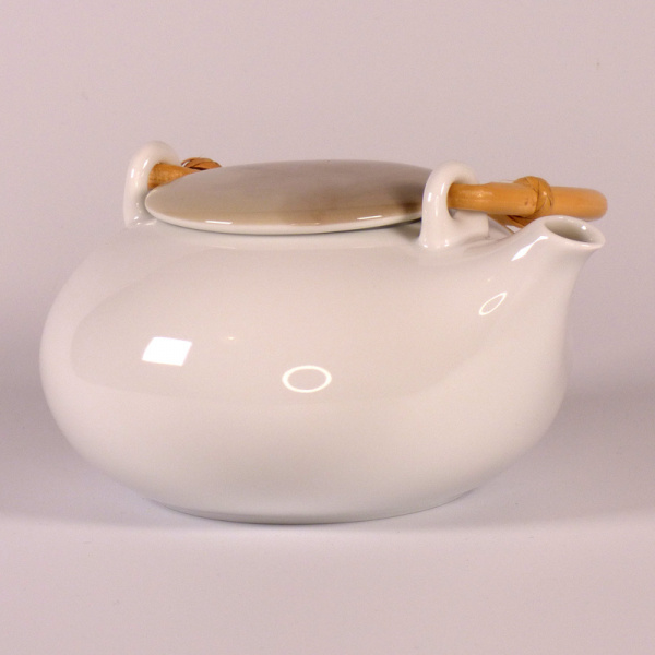 White and grey ceramic Japanese teapot