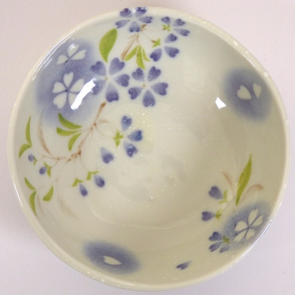 'Petal' porcelain bowl in blue, top view