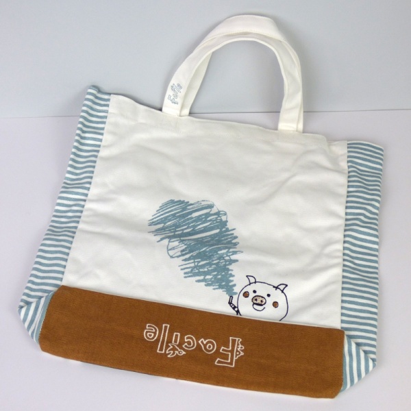 Canvas Tote Bag featuring drawn Piglet design