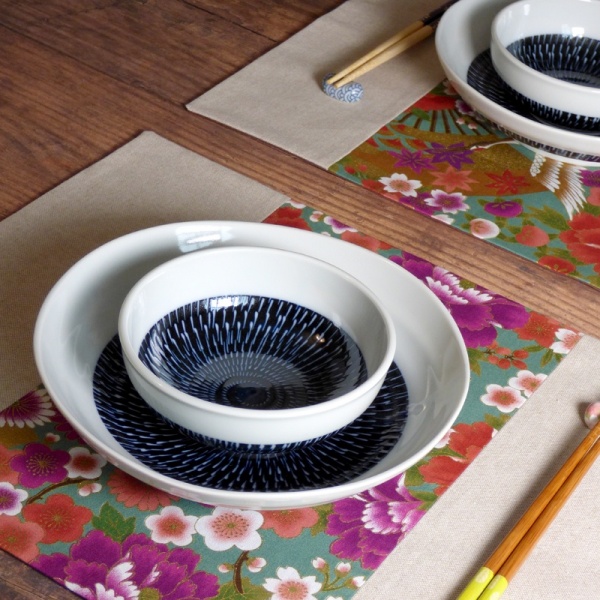 Table setting with Japanese fabric placemats