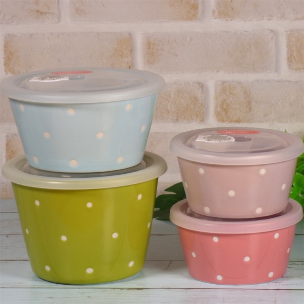 Set of 4 colourful ceramic storage containers