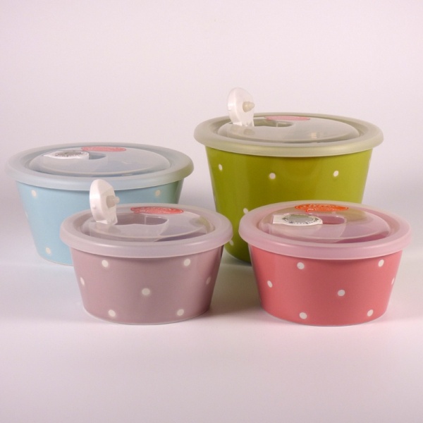 Set of 4 colourful ceramic storage containers
