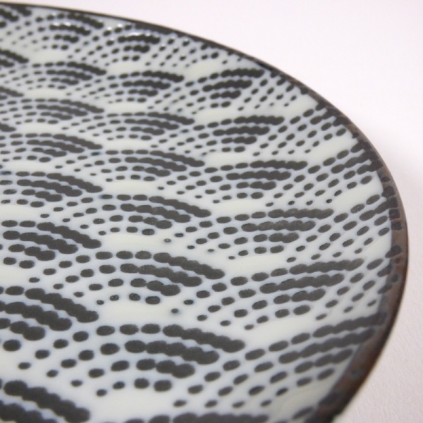 Monochrome Qinghai wave pattern saucer close up