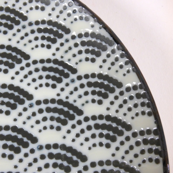 Monochrome Qinghai wave pattern saucer close up