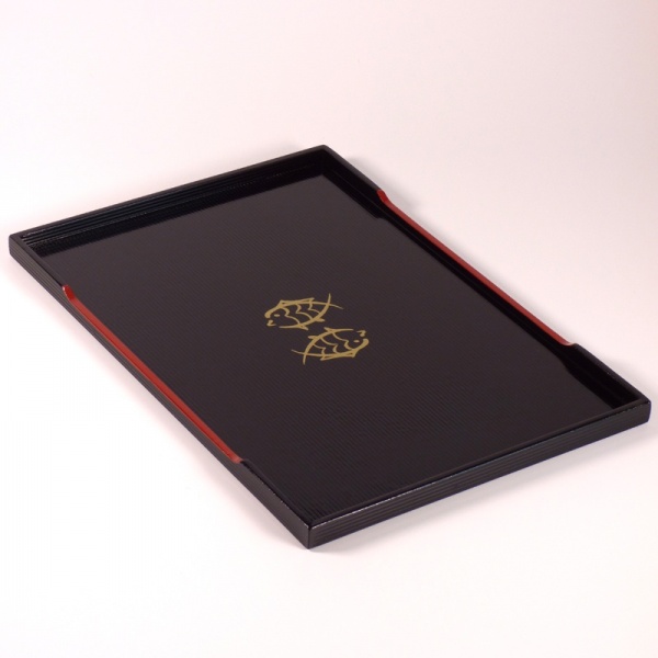 Small black lacquered Japanese serving tray