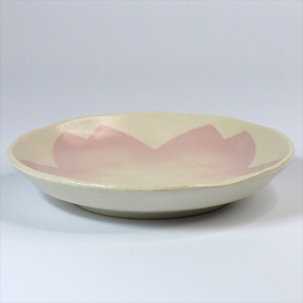 White Japanese mini plate with large pale pink sakura flower design