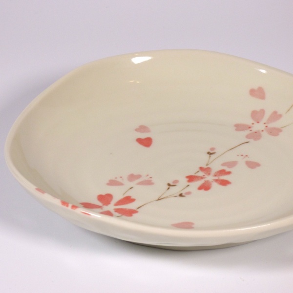 'Sakura' cherry blossom design asymmetric ceramic plate
