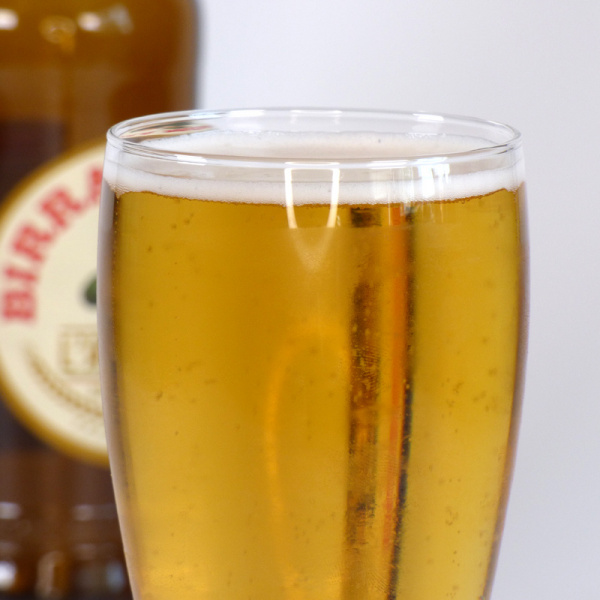 Close up of Japanese beer glass filled with beer