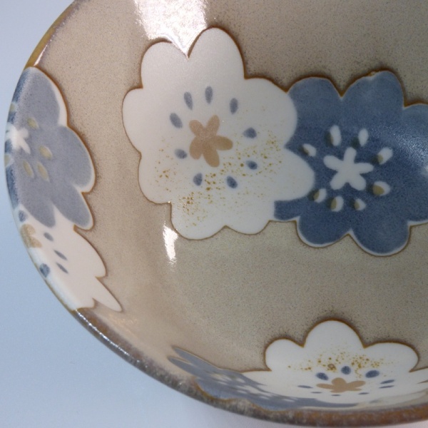 Close up of Snowball Flower ceramic design