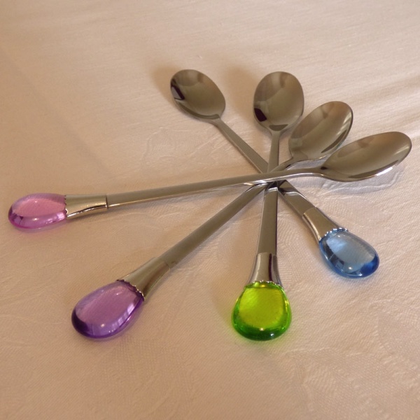 Teaspoons with colourful gem ornament on the handle