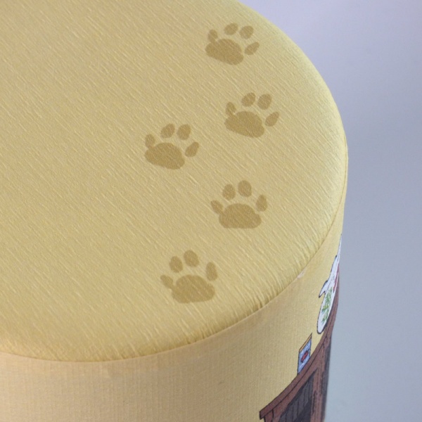 Cat paw print detail of Washi Paper Tea Caddy