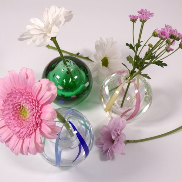 Collection of 'Temari' design small glass vases