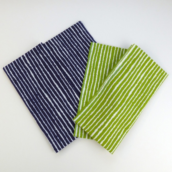 Navy blue and green stripe tenugui cloths