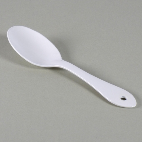 White enamel sugar spoon