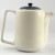 Tall white Japanese teapot with mottled dark blue lid