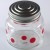 Glass storage jar with retro red and white floral design