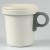 Japanese enamelware camping mug with lid and grey detachable handle