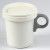 Japanese enamelware camping mug with lid and grey detachable handle