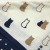 Close up of navy, brown and white cat design on cotton bento bag